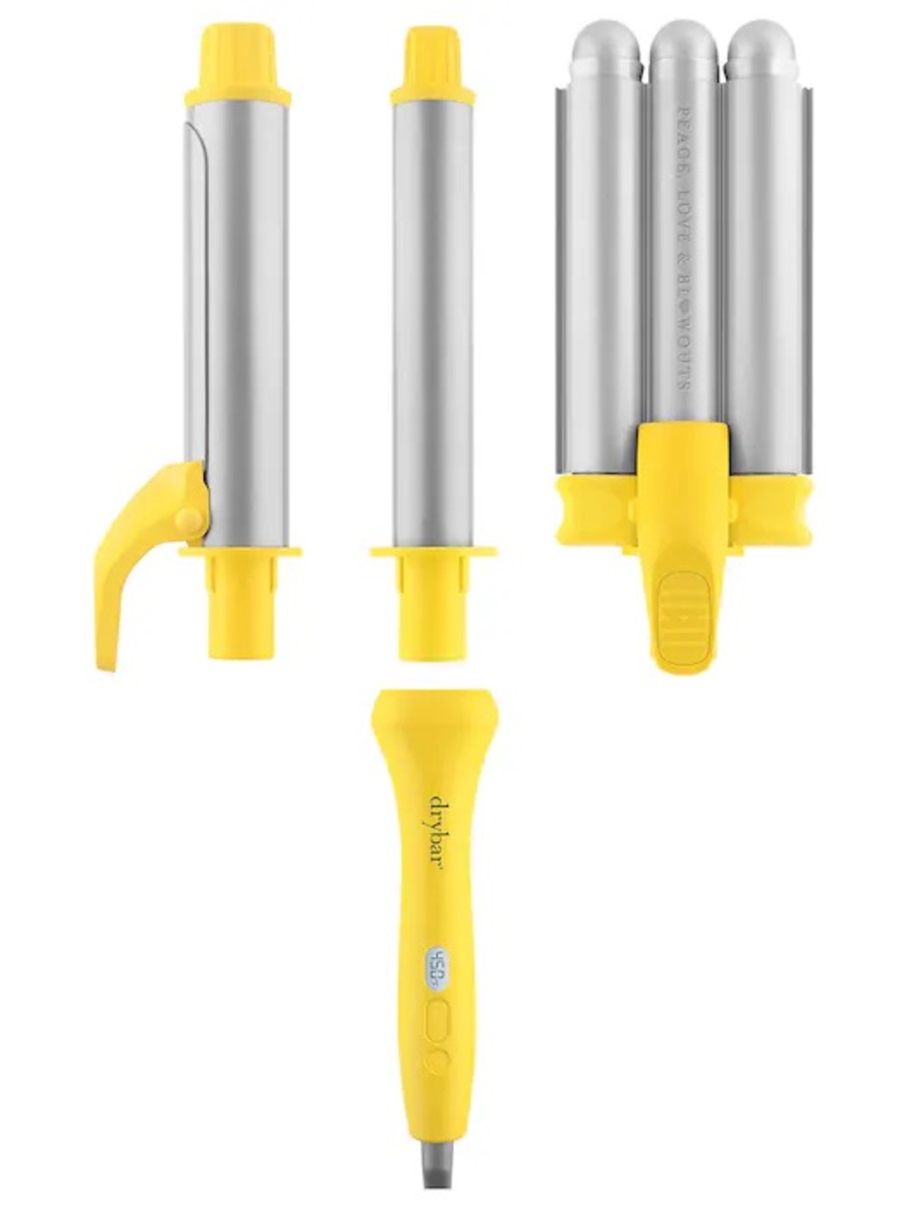 Drybar Yellow Triple Barrel Waver with Interchangeable Barrels